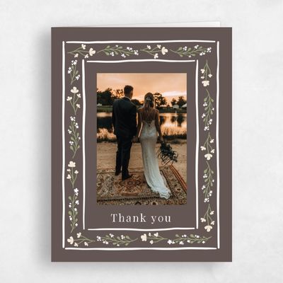 Dark Taupe, Brown Wedding Thank You - Maeva Photo