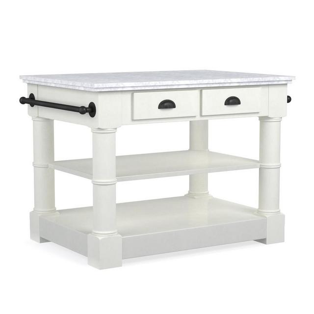 Barrelson Single Kitchen Island, Marble Top, Oil-Rubbed Bronze