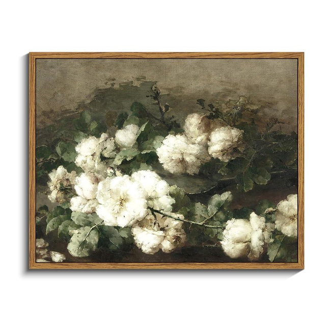 InSimSea Framed Canvas Wall Art Vintage Decor, Flower Prints Wall Art Room Wall Decor, Botanical Prints Wall Art for Living Room Decorations, Rustic ArtWork for Bathroom Bedroom Home Decor, 11"x14"
