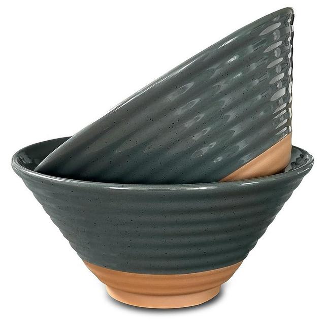 Mora Ceramic Ramen Bowl Set of 2, 45oz - Great for Pho, Miso Udon Soup, Instant Noodles, Serving, Thai or Asian Food - Microwave Safe Large Japanese Noodle Bowls, Modern Kitchen - Charcoal