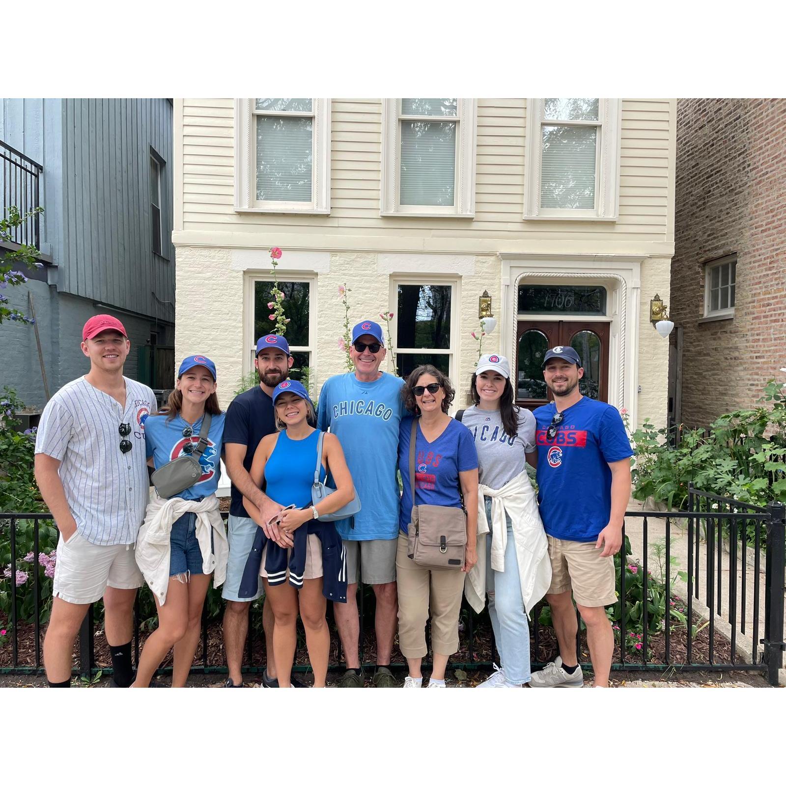 The family going to Cubs game in Chicago