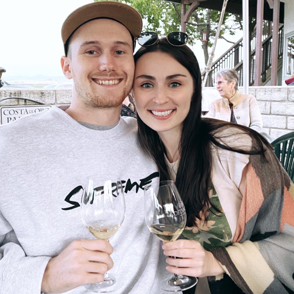 (2020) Enjoying our favorite wine at Costa de Ora’s tasting room (the Burk’s winery)