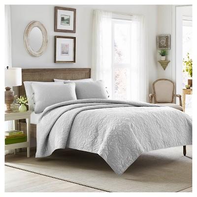 Felicity Quilt And Sham Set King Soft Gray - Laura Ashley