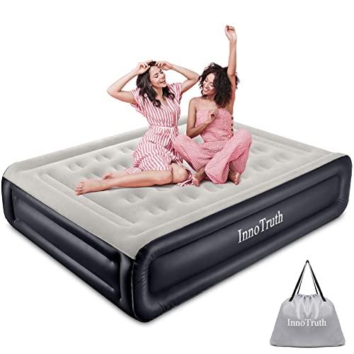 InnoTruth Air Mattress with Built-in Pump Elevated Inflatable Mattress with Carrying Bag for Home & Camping