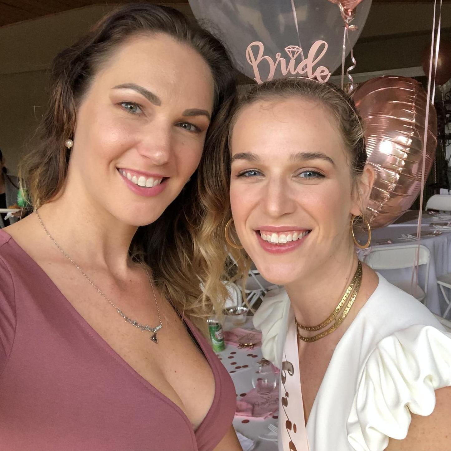 Casey (Kelsey's sister) and Kelsey at Kelsey's Bridal Shower. Casey's daughter, Maddy is one of Kelsey's flower children.