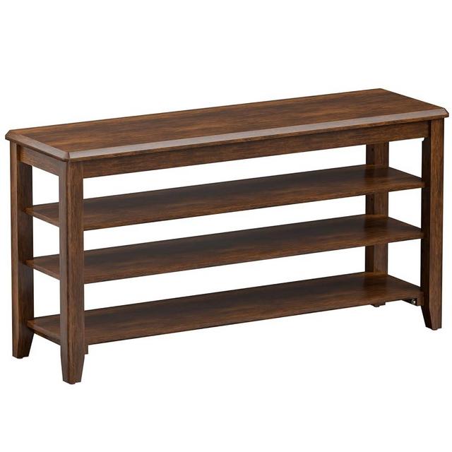 Taitiy Shoe Bench Storage Rubberwood, Entryway Bench with 3-Tiers Height Adjustable, Shoe Rack Front Door Entrance Organizer for Hallway Living Room, Mudrooms, Walnut,39.4"