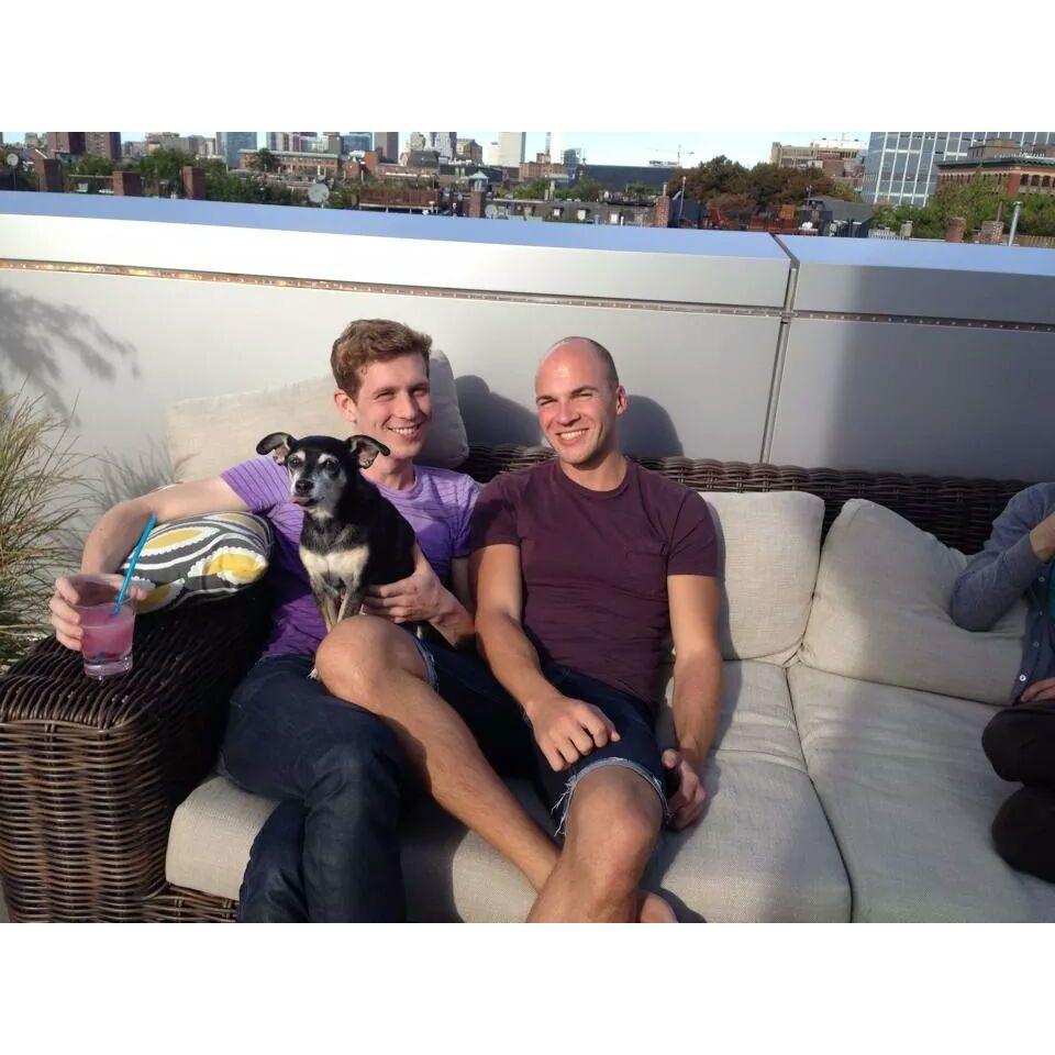 September 2014: There aren't many pictures of us, but when there are, there are pups