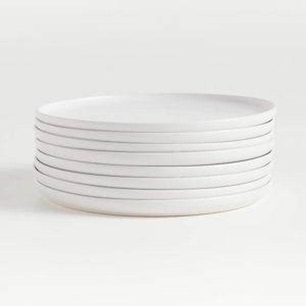 Crate & Barrel Wren Matte White Dinner Plates Set of 8