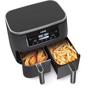 Ninja 8 Quart 6-in-1 DualZone 2-Basket Air Fryer with 2 Independent Frying Baskets, Match Cook & Smart Finish to Roast, Broil, Dehydrate & More for Quick, Easy Meals, Grey