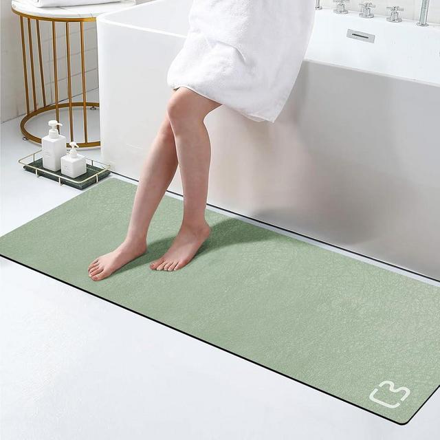 Diatomaceous Earth Bath Mat 17" x 59" Extra Long Bathroom Mat Large Fast Dry Super Absorbent Non-Slip Rubber Backed Shower Mat Bathroom Rugs Mat for Bathroom Floor, Tub, Shower, Sink, Sage Green