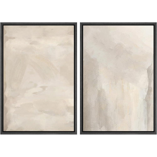 MUDECOR Framed Canvas Print Wall Art Abstract Neutral Tones Minimalist Earthy Color Palette Illustrations Modern Art Decorative Chic for Living Room, Bedroom, Office - 24"x36"x2 BLACK