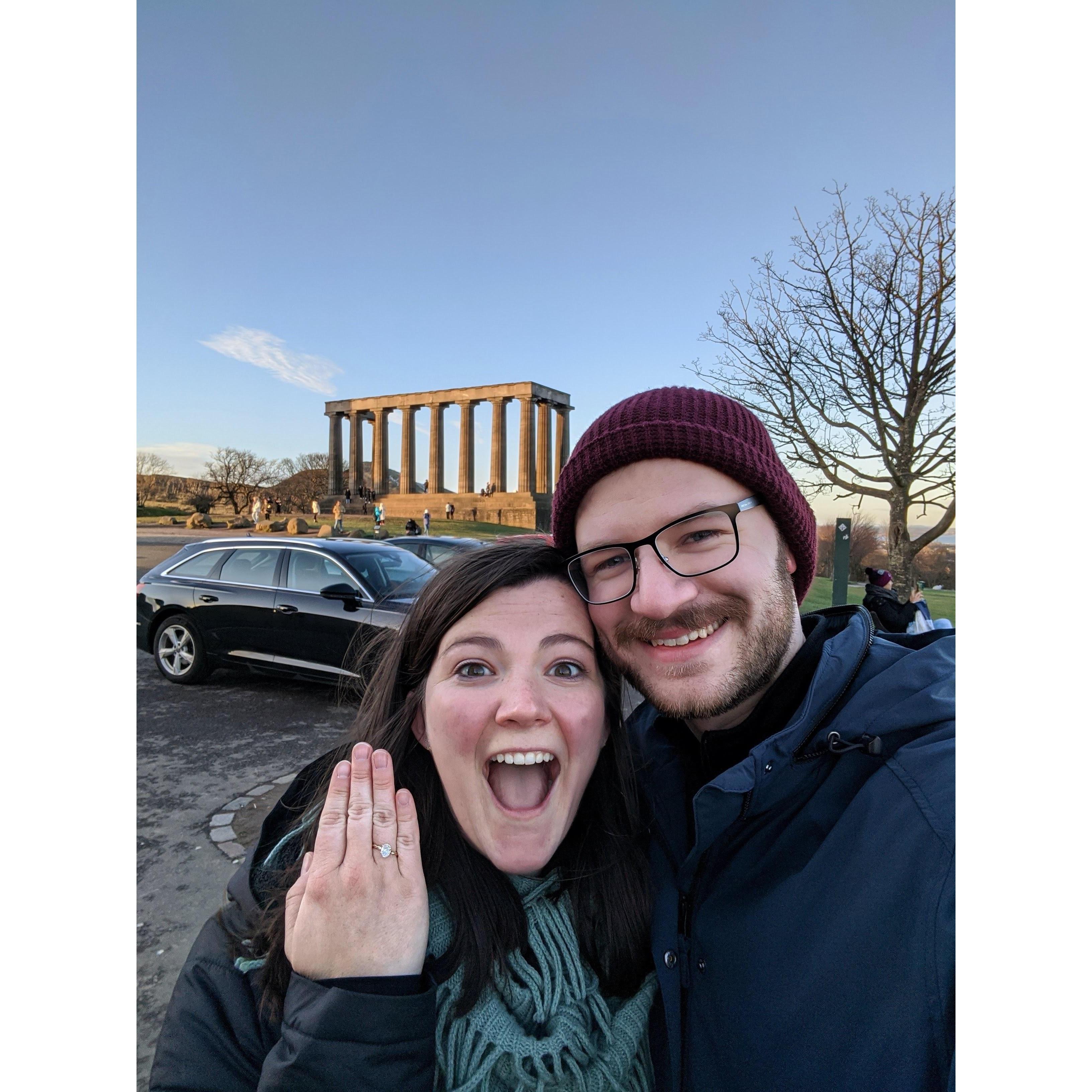 Right after Peter proposed at Calton Hill!