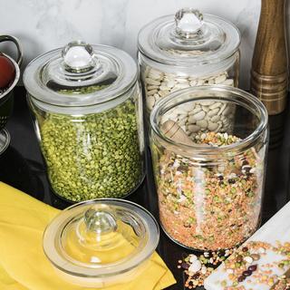 3-Piece Glass Canister Set with Pop-tap Lids