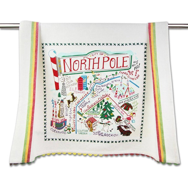 Catstudio North Pole Dish Towel, Winter Holiday Kitchen and Hand Towel with Original Artwork - Perfect Tea Towels for Christmas Decorations