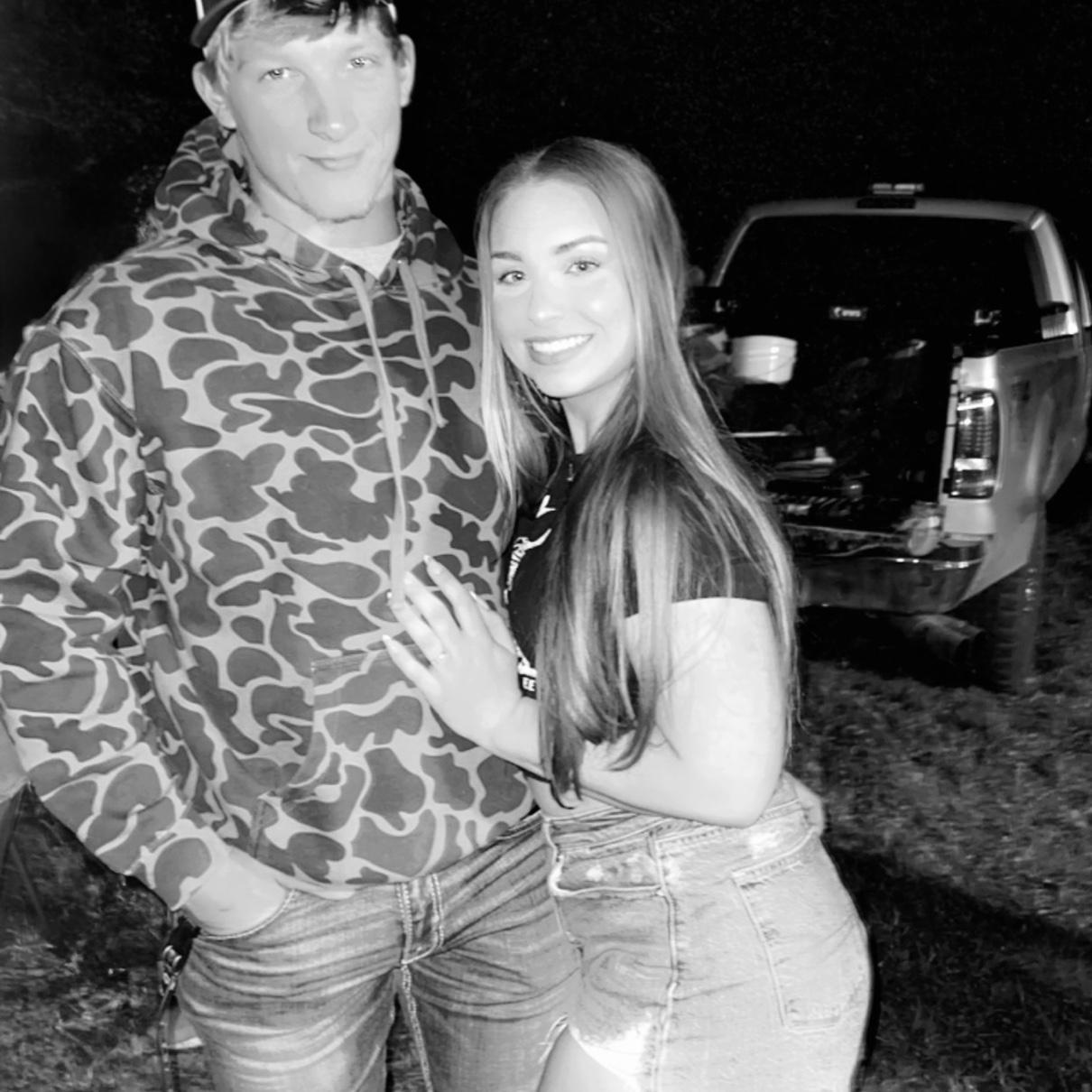 Our first picture together, of course, at a bonfire.