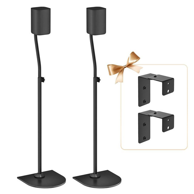 Universal Speaker Stands Pair of Height Extend 33" to 42" Adjustable Speaker Stands for Samsung, Vizio, Sony, LG, Roku and More Small Satellite Surround Sound Floor Speakers Stand with Wall Mount