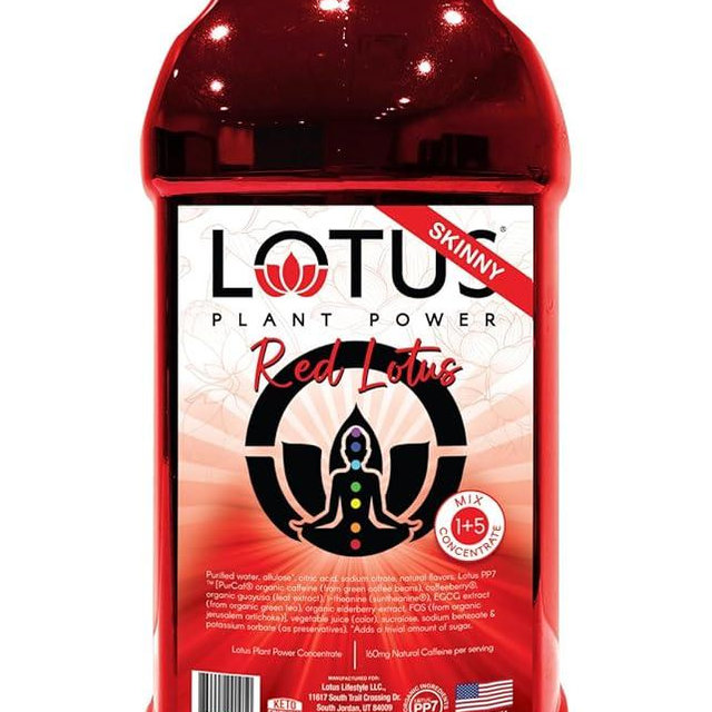 Skinny Red Lotus Plant Energy Drink Concentrate | 64 fl oz | 1:5 | Natural Caffeine from Green Coffee Bean | Zero Sugar
