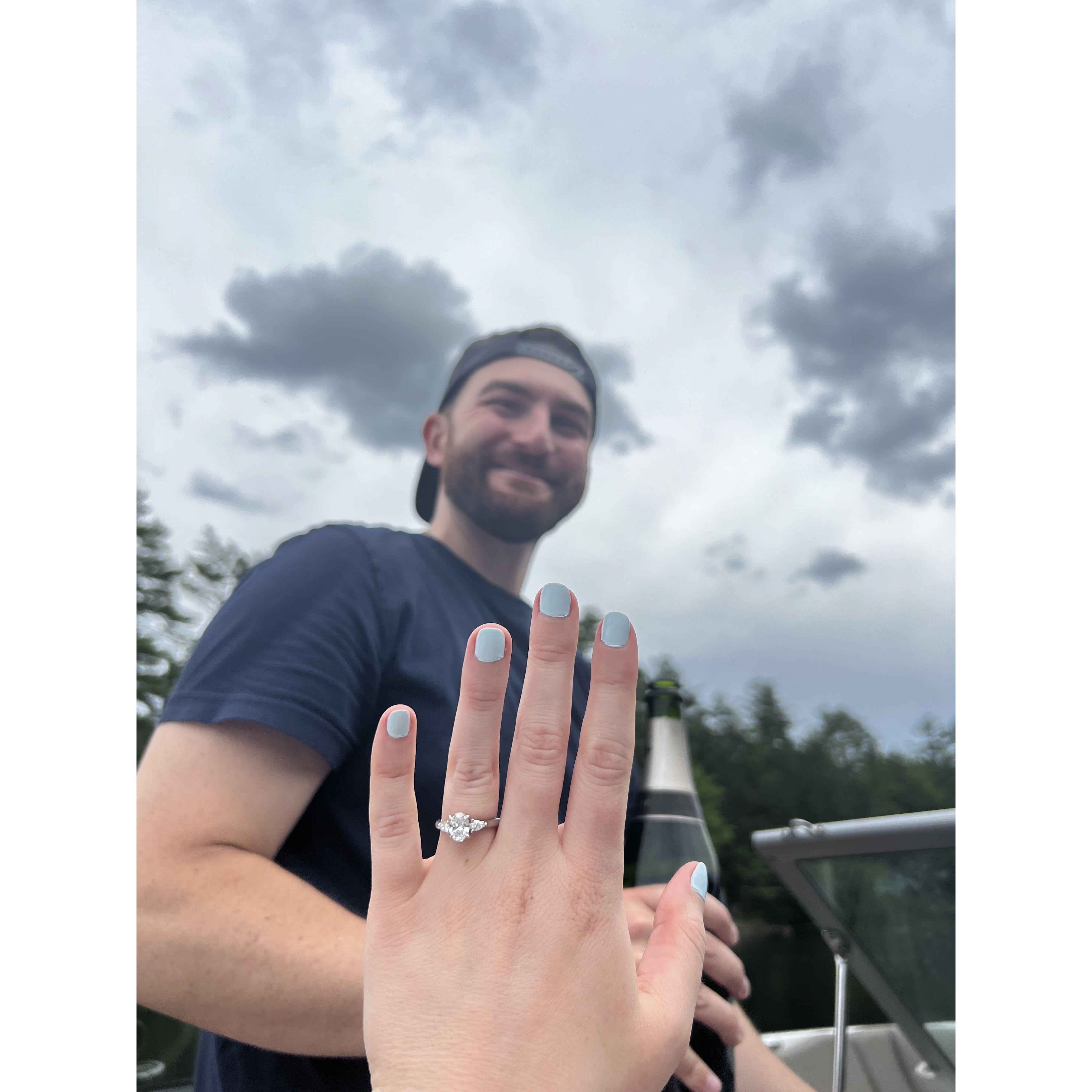 A few minutes after getting engaged on Lake Winnisquam in NH...