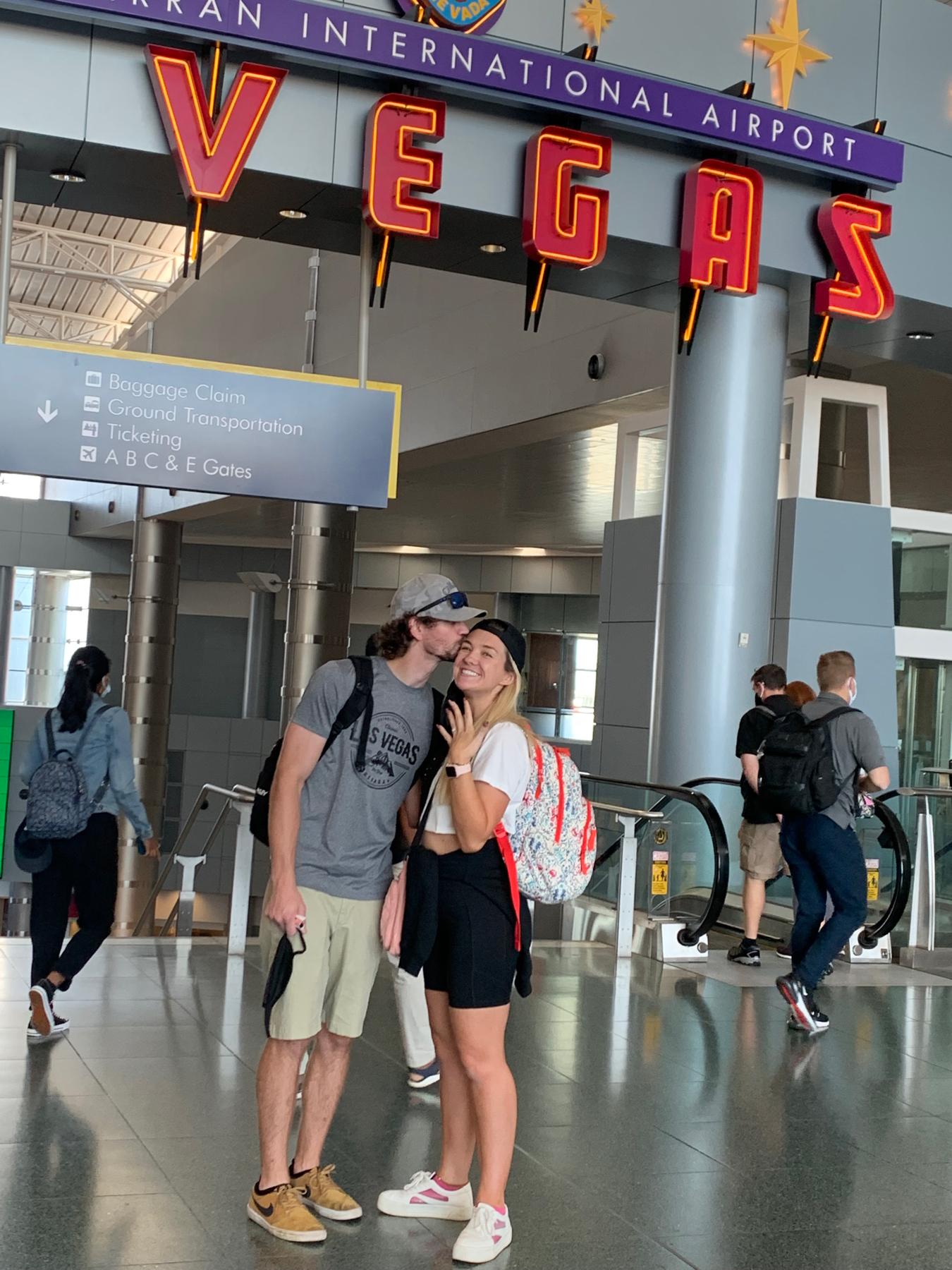 At the airport after we got engaged in Vegas! September 2021