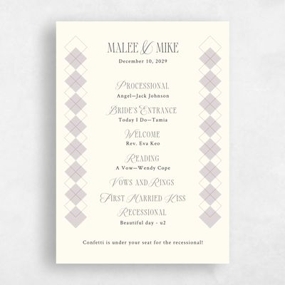 Lavender Mist, Purple Wedding Program - Luca