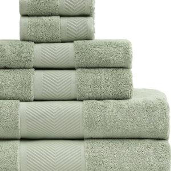 Simple&Opulence Premium 100% Cotton Towel Set 6 Piece，Soft Absorbent Towels for Bathroom,Hotel and Spa,2 Bath Towels 28"x55" 2 Hand Towels 16"x28" & 2 Washcloths 12"x12" (Sage Green)