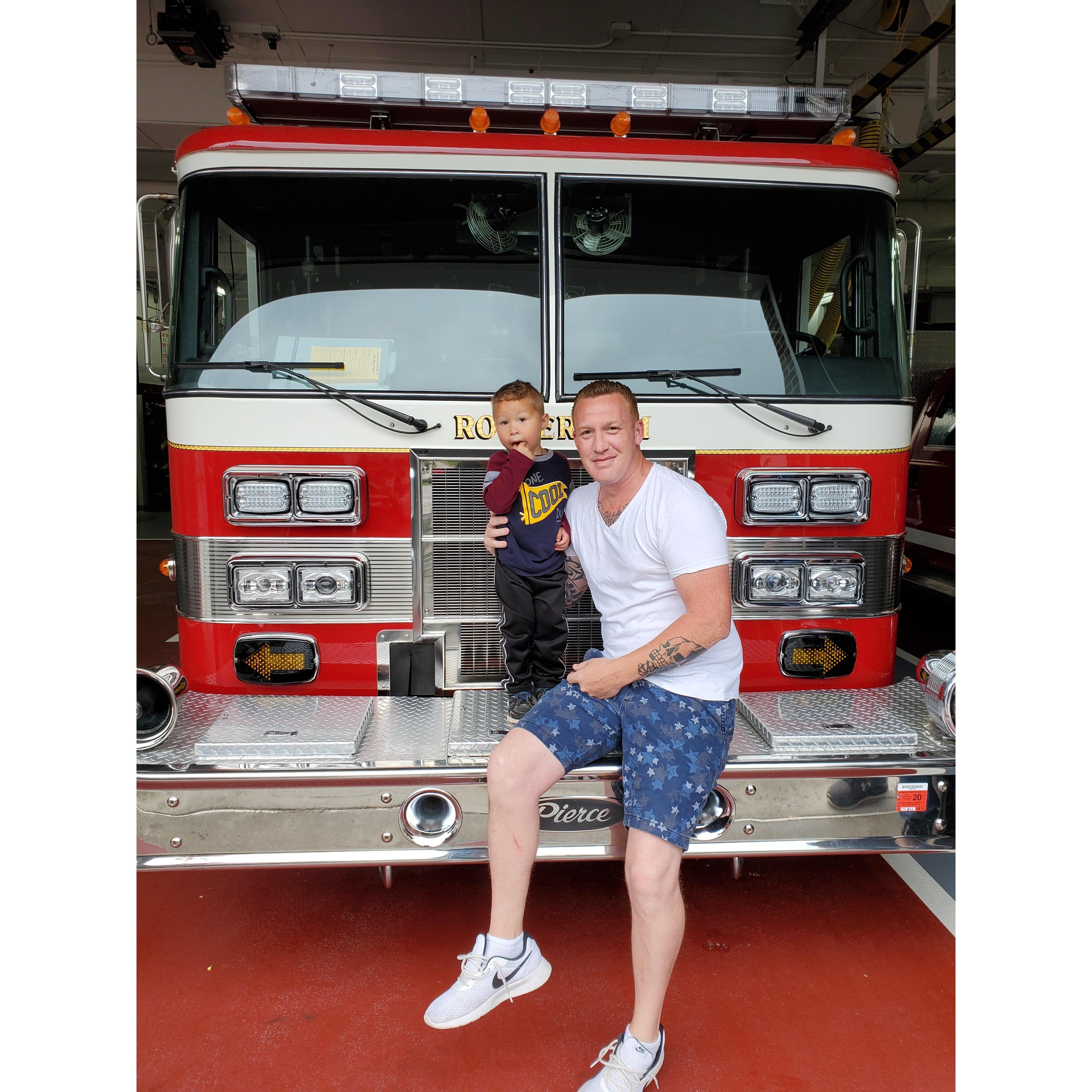We live near a fire department and hear their sirens often. We take frequent tours of the fire house.
