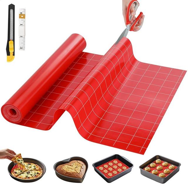 Silicone Baking Mat, 12 IN x 6 FT Free Cutting Silicone Baking Sheet,Non-Stick Reusable Dough & Pastry Mat,Non-Slip Silicone Mat Roll for Air Fryer Liner,Freeze Dryer,Oven Baking Pan,Kitchen Counter
