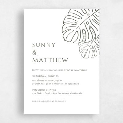 White Wedding Invitation - Morelos Portrait