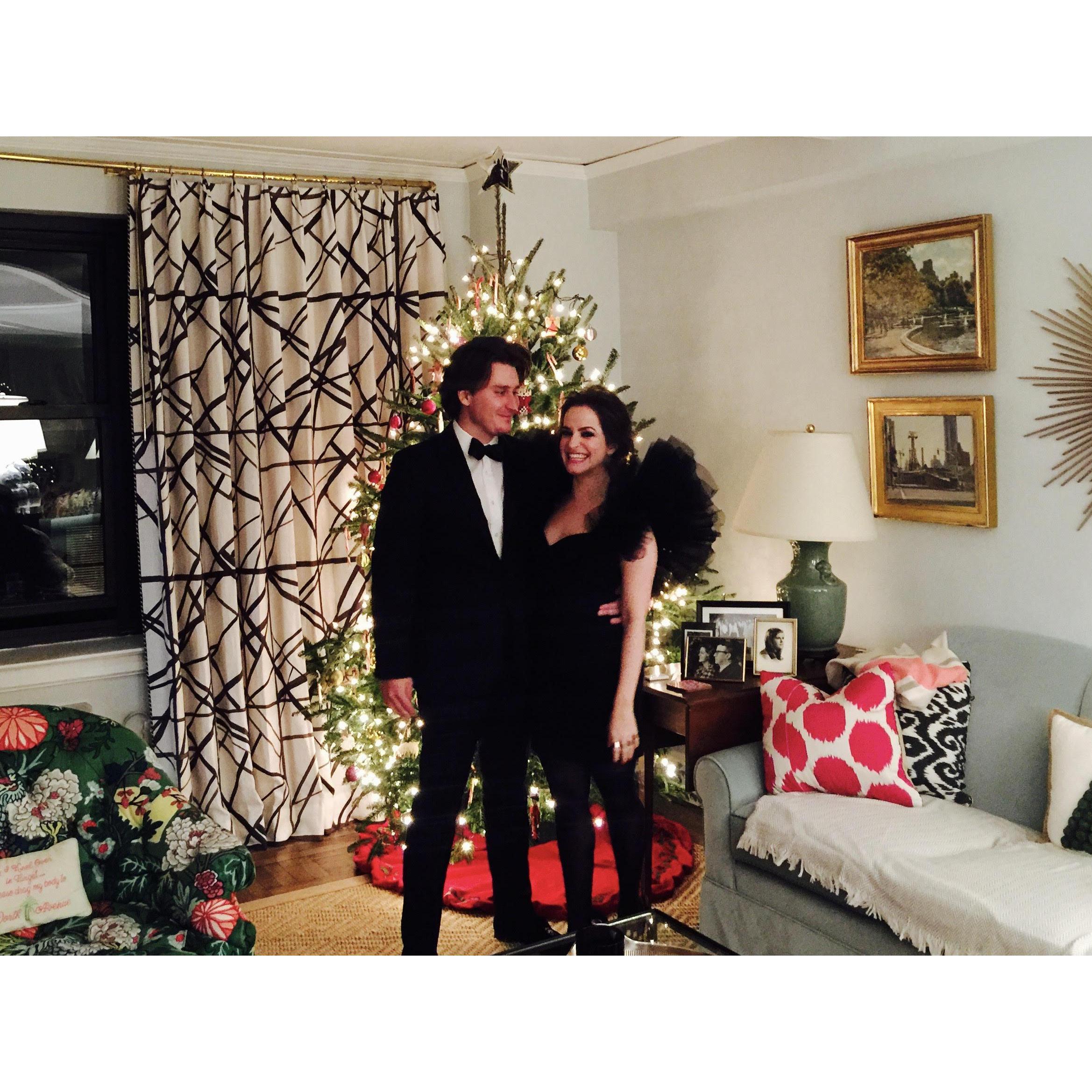 Jessica wearing Saint Laurent while Steve gazes into her eyes wondering who Saint Laurent is. In Hattie's apartment.