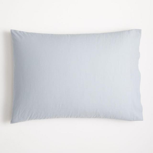 Organic Washed Cotton Sheet Set, King Pillowcase, Set of 2, Arctic Blue