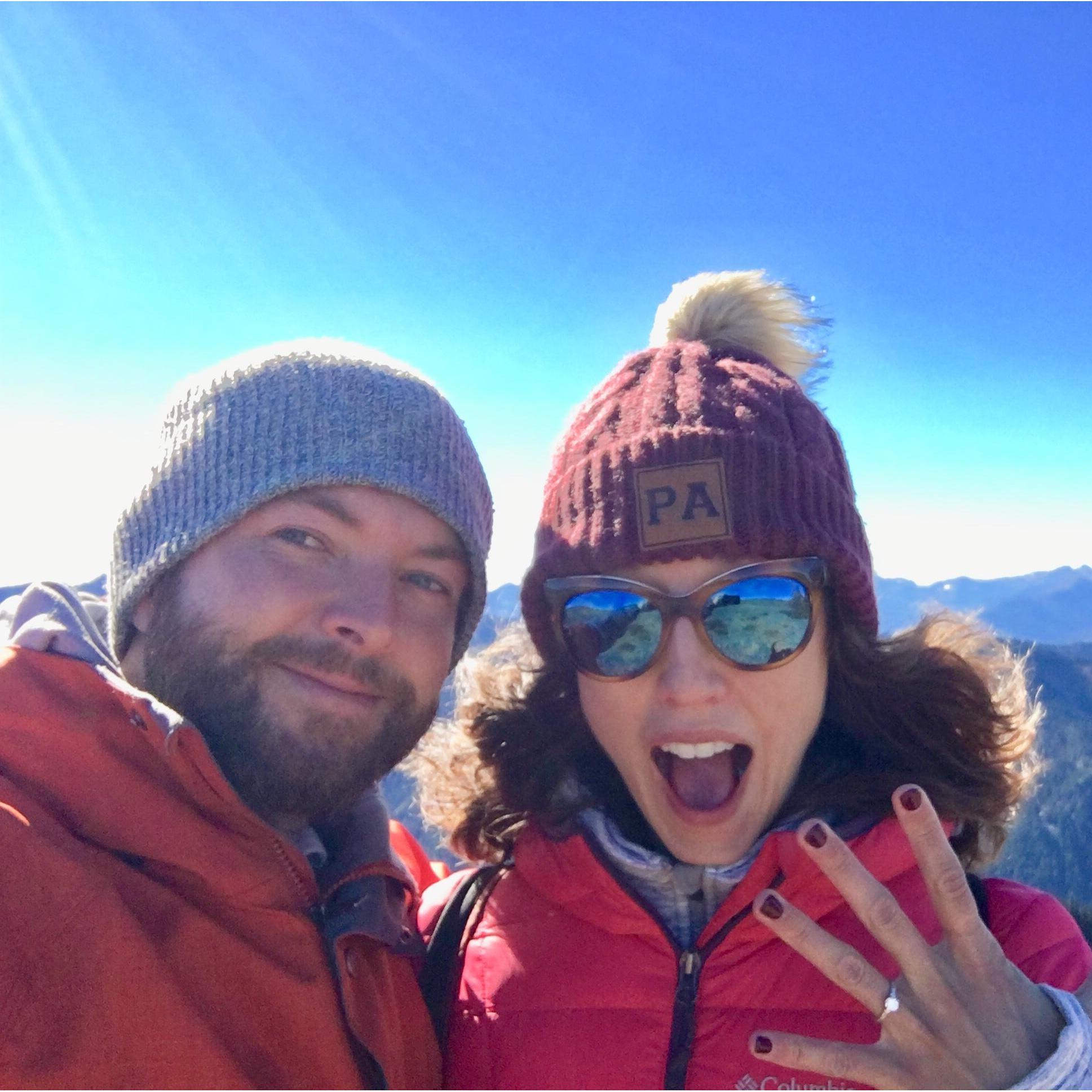 Still in shock after getting engaged on top of a mountain!