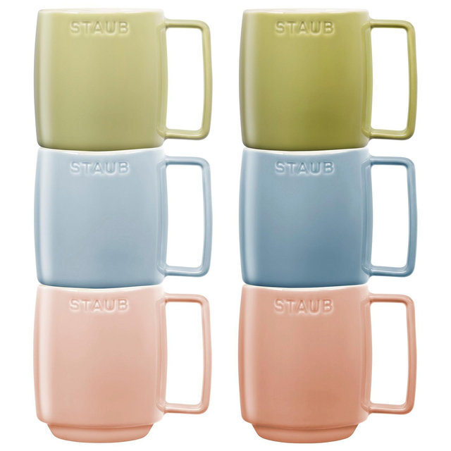 Staub Ceramic Dinnerware 6-pc 12 oz. Mug Set - Macaron Pastels