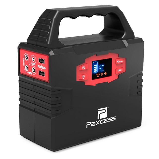 100-Watt Portable Generator Power Inverter, 40800mAh CPAP Battery Pack UPS Power Supply Charged by 100 Watt Solar Panel/Wall Outlet/Car with Dual 110V AC Outlet, 3 DC 12V Ports, USB Ports