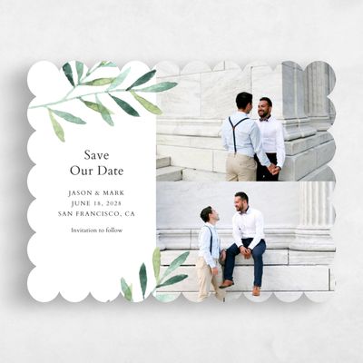 White Scalloped Wedding Save the Date - Eastwick Duo