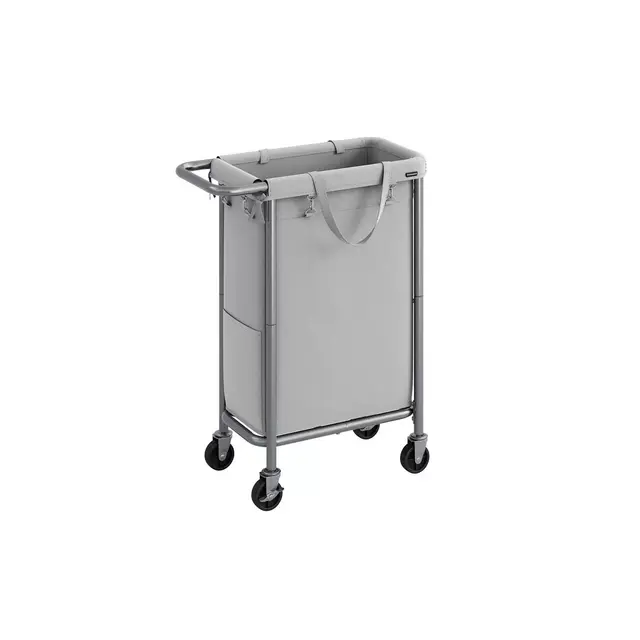 SONGMICS Laundry Basket with Wheels, Rolling Laundry Hamper, Removable Liner, Steel Frame with Handle, Blanket Storage, Dove Grey