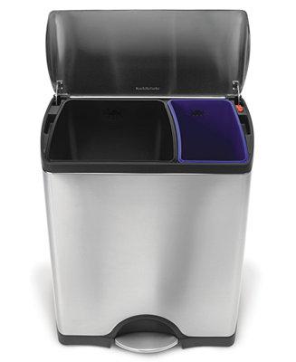 46-Liter Brushed Stainless Steel Dual Recycler Step Trash Can