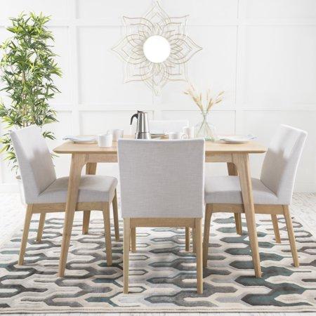 Noble House Caruso Natural Oak Wood Light Beige 5 Piece Dining Set