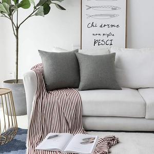 Home Brilliant - HOME BRILLIANT Faux Linen Grey Burlap Throw Pillow Covers Decorative Set of 2 Cushion Covers for Sofa, 18x18 inch, Dark Grey