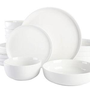 Glass Plates and Bowls Dishes Sets, White