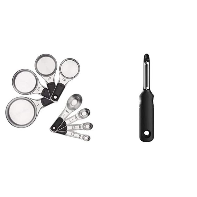 OXO Good Grips 8 Piece Stainless Steel Measuring Cups and Spoons Set & Good Grips Swivel Peeler