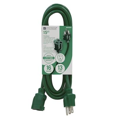 Utilitech 15-ft 16/3 3-Prong Outdoor Sjtw Light Duty General Extension Cord
