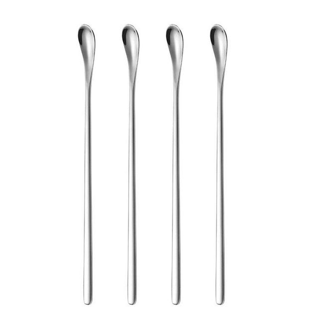 304 Stainless Steel Stirring Spoons,Coffee Stir Sticks, Cocktail Stirrer Spoon, Beverage/Drink Stir Spoons,Set of 4 (Thick-handle, 7.6-Inch)