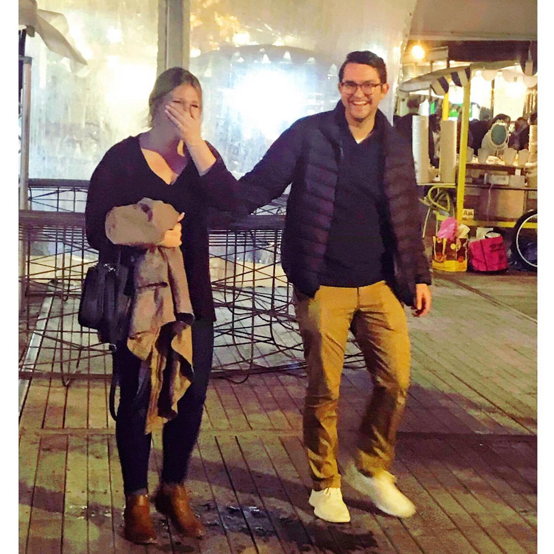 Right after we got engaged on our way into our surprise party in an old train station in Jerusalem.