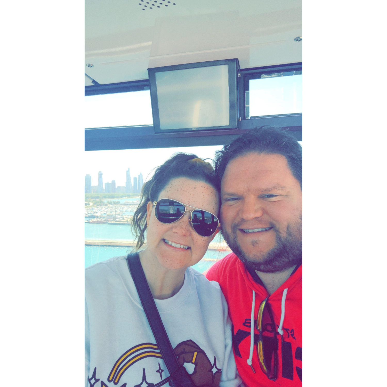 Abby's favorite part of Chicago is a view with wind protection!