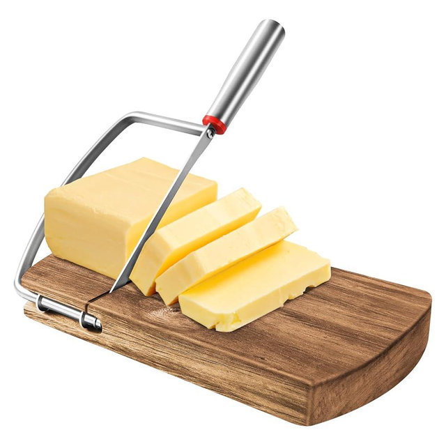 Premium Cheese Slicer – Perfect Cheese Cutters for Block Cheese,Acacia Wood Cheese Slicers for Block Cheese with Blade, Effortless Cheese Cutting, Ideal for Butter, Cheese, Deli Meats, and More