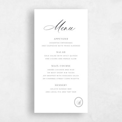 White Wedding Menu - St Anne
