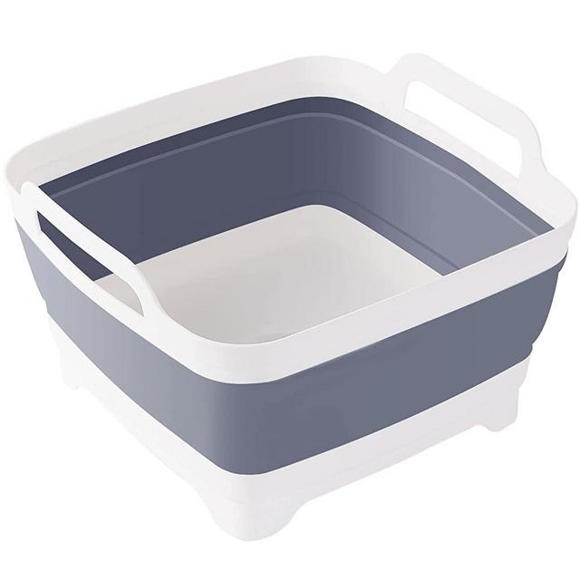 Collapsible Dish Tub 2.5 Gal(9.4L)-Collapsible Basin Bucket Portable Sink- Multiuse Foldable Sink Tub Collapsible Bucket for Cleaning Foldable Portable Small Plastic Water Supplies Space Saving（Grey1）