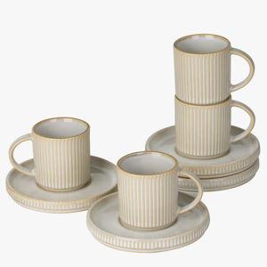 Stoneware 3oz Espresso Cup & Saucer Set (Set of 4) - Cappuccino White