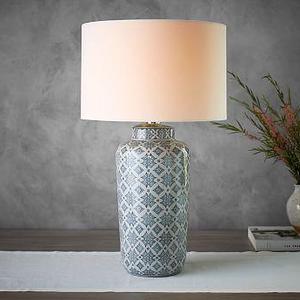 Jamie Young Langley Ceramic Cylinder Lamp, Navy