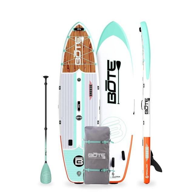 BOTE 10' FT 8" Breeze Aero Inflatable Stand Up Paddle Board, MAGNEPod Compatible Blow Up iSUP Great for Adults Kids Family Travel Friendly Multiple Sizes Color Options